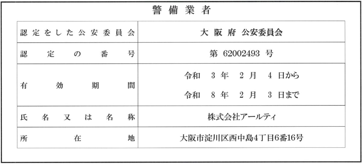 警備業標識